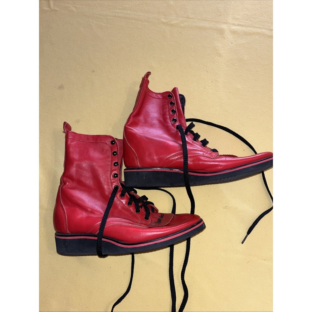 Vtg Laredo Western Red Lace Up Boots Size 6.5 Model 16540 Leather Rubber Sole. - Picture 3 of 10